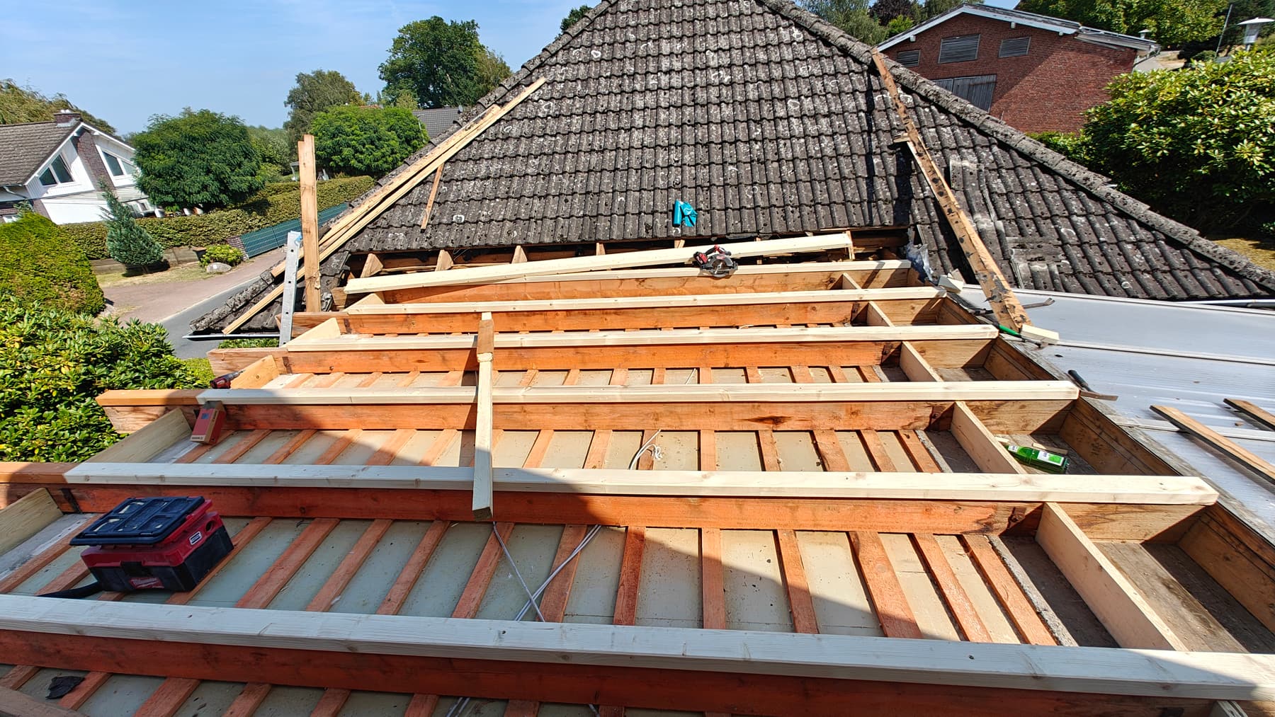 Dachkonstruktion einer Carport-&Uuml;berdachung