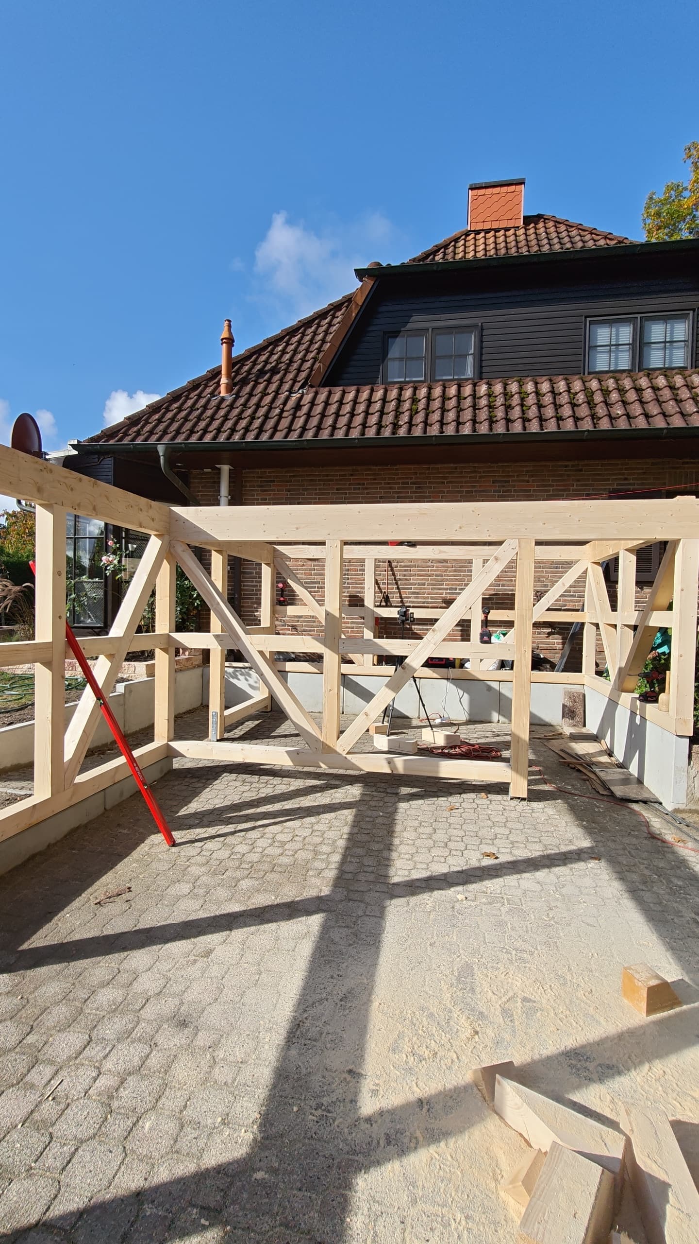 St&auml;nderwerk einer Carport-&Uuml;berdachung